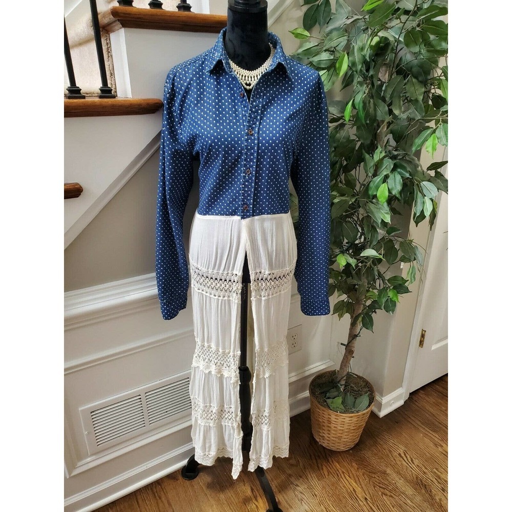 Women’s UPCYCLED REFASHIONED SHABBYCHIC BOHO Long Duster- Bust 44"